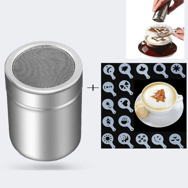 Edelstahl-Schokoladen- und Kaffee-Stencils-Set mit verschiedenen Formen