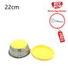 Stainless steel mixing bowls with yellow silicone lids and an 8 inch egg beater tool.
