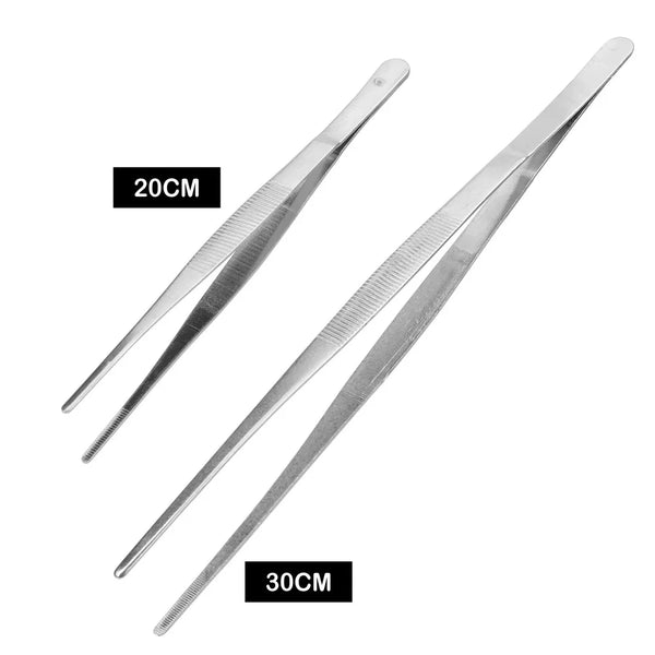 A pair of stainless steel tweezers or tongs, with measurements of 20cm and 30cm visible.