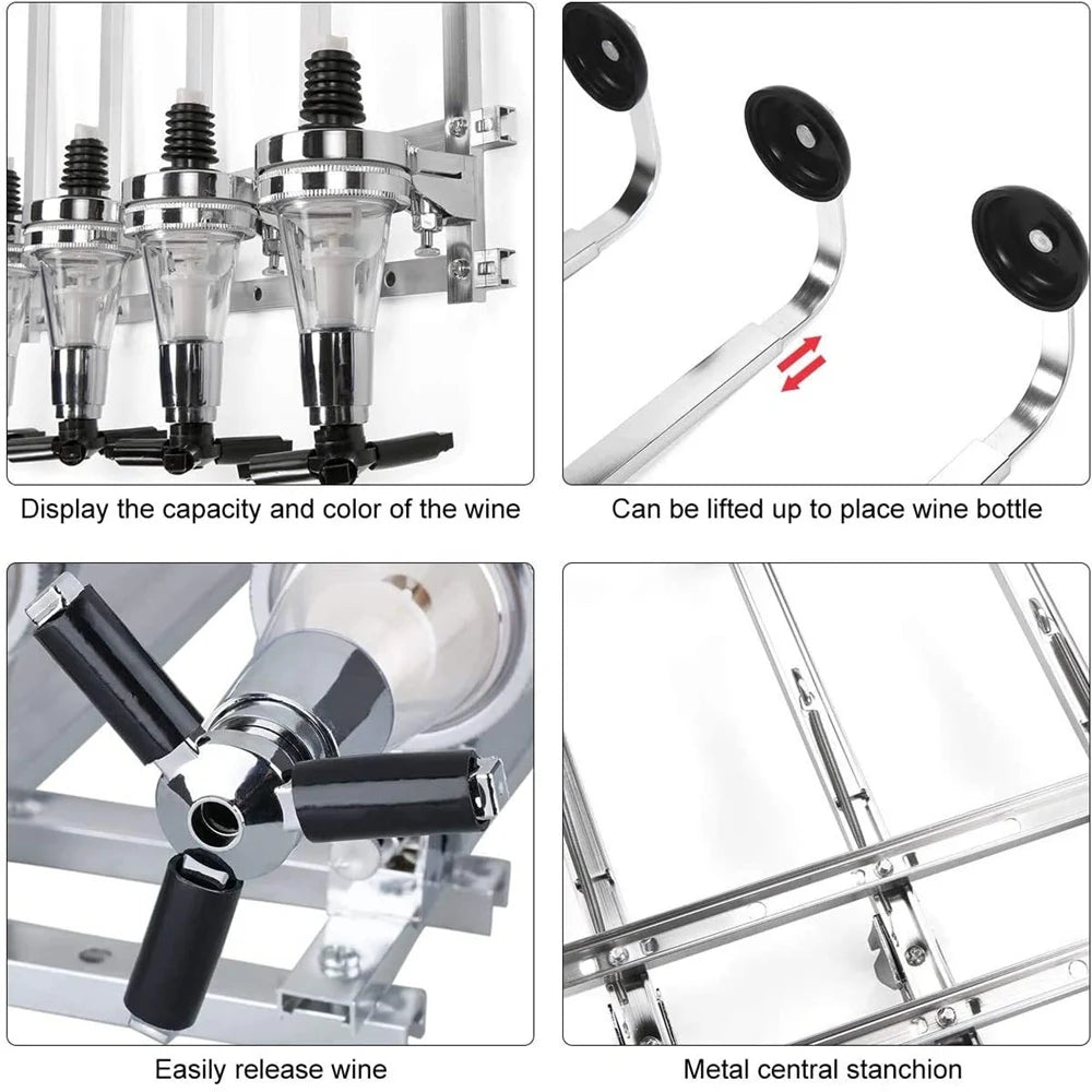 Rotating wall dispenser for spirits showing various features like capacity display and bottle lifting capability