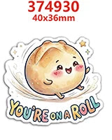 Cute round yellow character illustration with the text You're on a roll