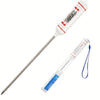 A digital meat thermometer with a long probe and a white handle is shown against a white background.