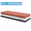 A rectangular knife sharpening stone set showing two grits, 1000 and 4000.