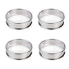 Six stainless steel nonstick baking rings for muffins, crumpets, and other items
