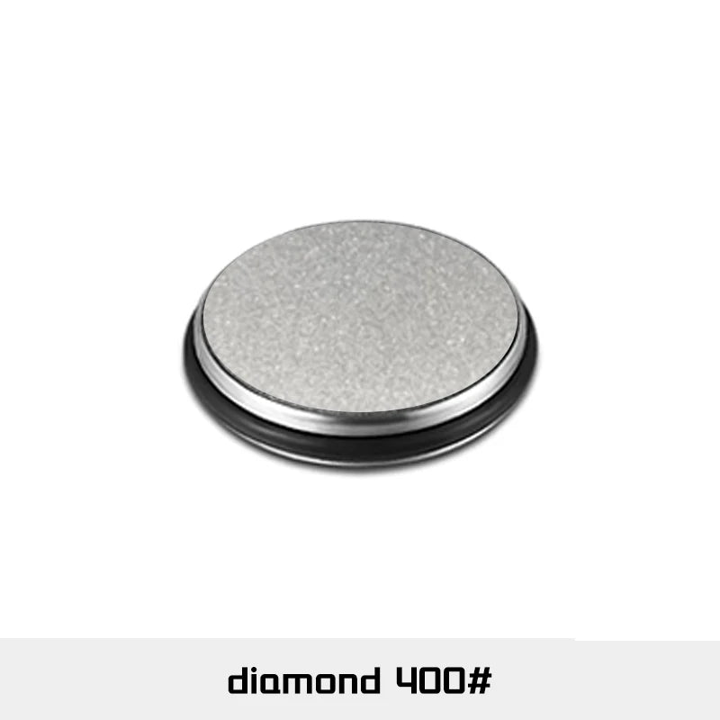 A round, silver-gray diamond sharpening roller.