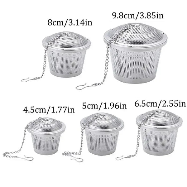 Stainless steel tea and spice strainer set with long chains