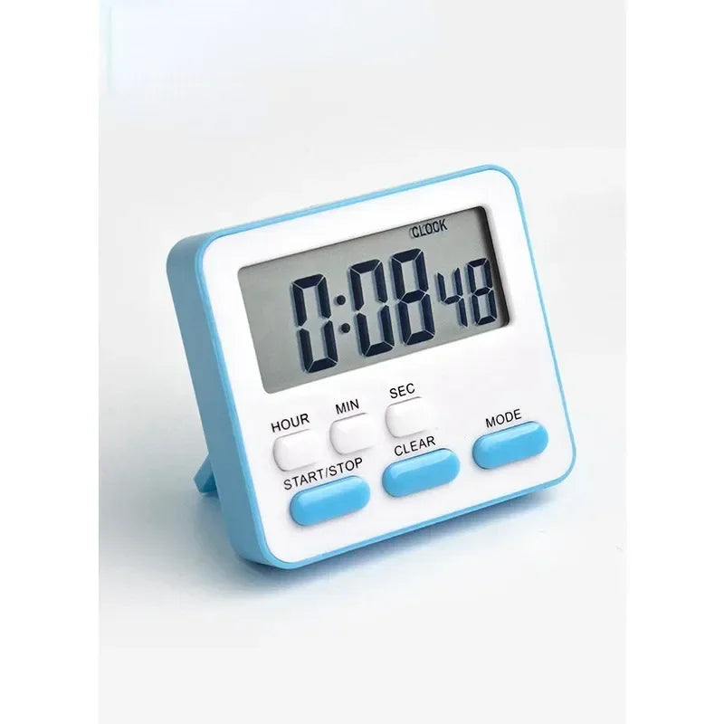 A light blue digital kitchen timer displaying 0:08:48 with four function buttons.