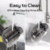 A close-up of a rechargeable electric BBQ cleaning brush rinsing and going in a sink.