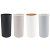Four cylindrical knife block organizers in black, off-white, and light gray finishes.