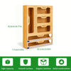 Wooden bamboo storage dispenser with compartments for quart, sandwich, snack, plastic, and foil.