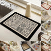 A set of durable non-slip rubber dish drying mats in various patterns and colors displayed on a countertop.