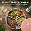 Stainless steel divided dinner plate set with three compartments for a balanced diet