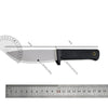 A full-length stainless steel fixed blade outdoor knife with a black handle and a blade length of 12cm.