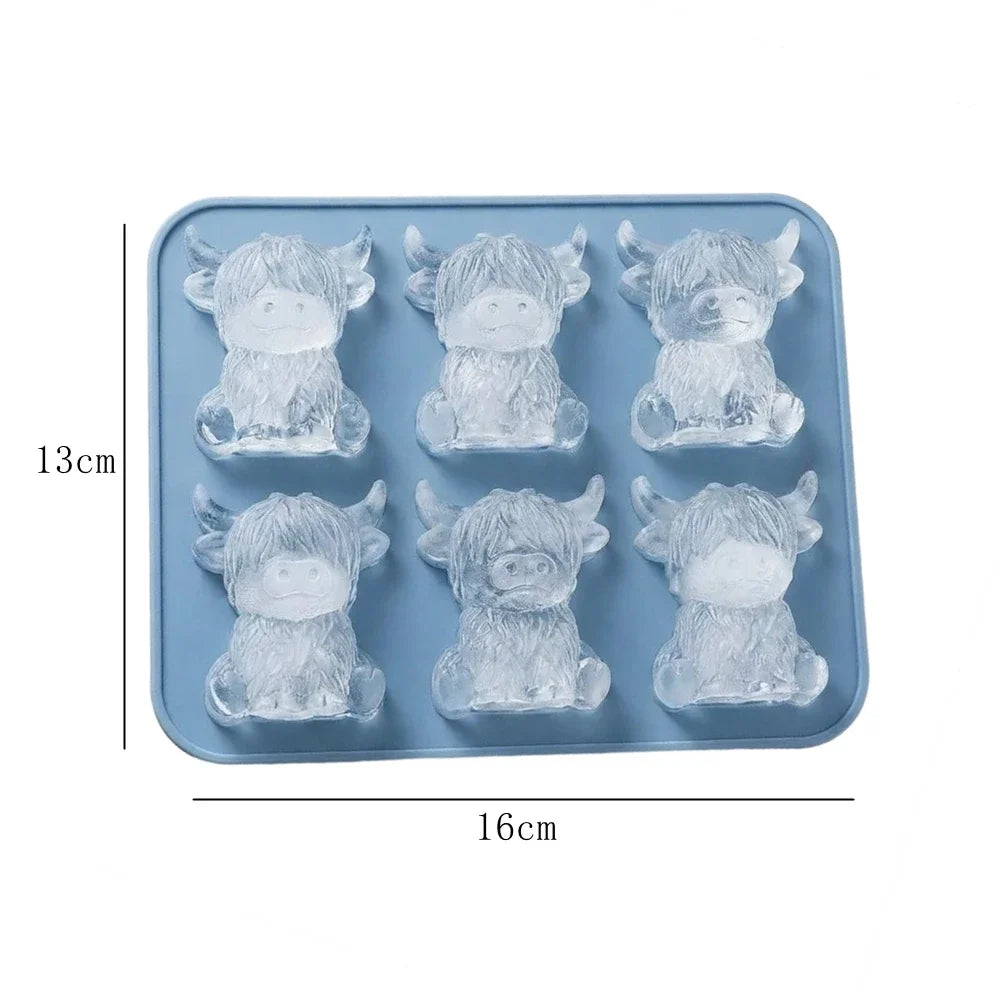 A set of silicone ice cube molds shaped like sheep for cocktails