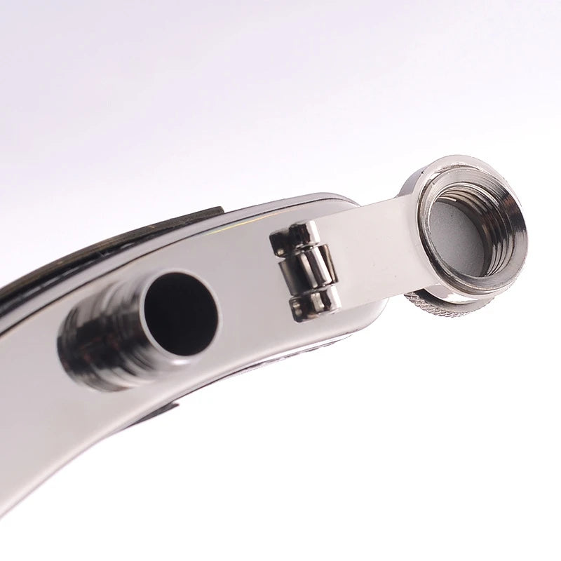 A portable stainless steel hip flask with a screw-on cap and a cylindrical opening.