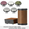 A set of diamond sharpening rollers and a wooden knife sharpening block with various numbered diamond grits.