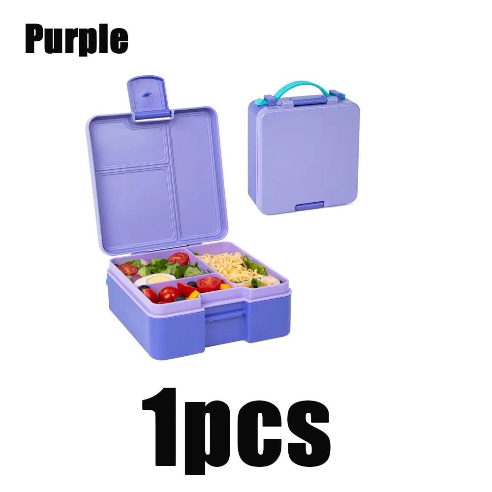 Purple multifunctional leakproof bento box with a lid and food compartments