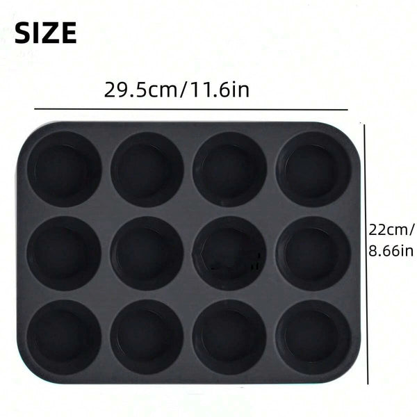 Set aus schwarzem Silikon zum Backen, Muffins- und Cupcake-Formen, 29,5 cm.