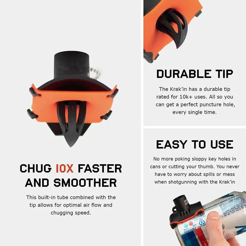Orange and black beer bottle opener tool with a durable tip designed for easy use.