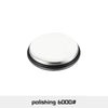 A round, silver-colored polishing disc used for knife sharpening.