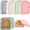A set of five reusable microwave sandwich containers in various pastel colors including gray, beige, mint green, and pink.