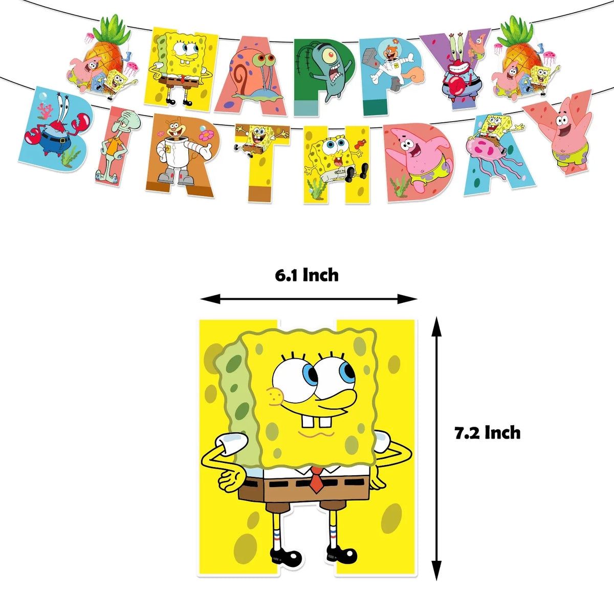 A banner featuring various SpongeBob characters and themes for a party set