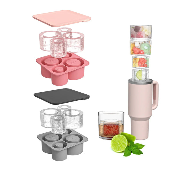 Silicone Ice Cube Tray with Lid for Tumblers – Customizable Cylinder Ice Mold