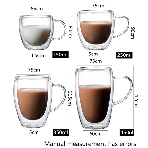 Insulated Double-Wall Glass Drinkware Cups