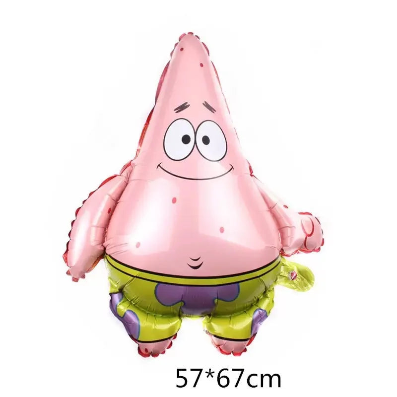 Pink sponge character balloon shaped like a triangle with a yellow bottom