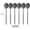 A set of six dark gray dinner spoons with 22cm length and 40g weight.