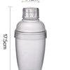 A clear plastic cocktail shaker bottle with a screw cap, measuring 350ml.