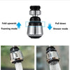 A faucet with two modes, foaming and shower, showing the difference in water outlet.