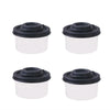Ensemble de quatre mini-shakers d'épices avec couvercles noirs et corps blancs pour le voyage