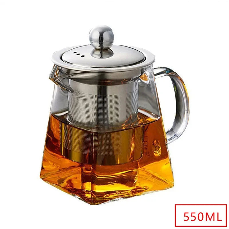Heat Resistant Glass Teapot with Stainless Steel Infuser