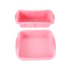 A pink nonstick silicone baking set consisting of two rectangular molds or trays.