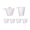 A set of elegant clear glass tea cups and a teapot for Chinese and Japanese ceremonies.