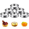 Set of three stainless steel baking rings for muffins, crumpets, and tarts.