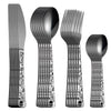 A set of stainless steel cutlery featuring a skull pattern design.