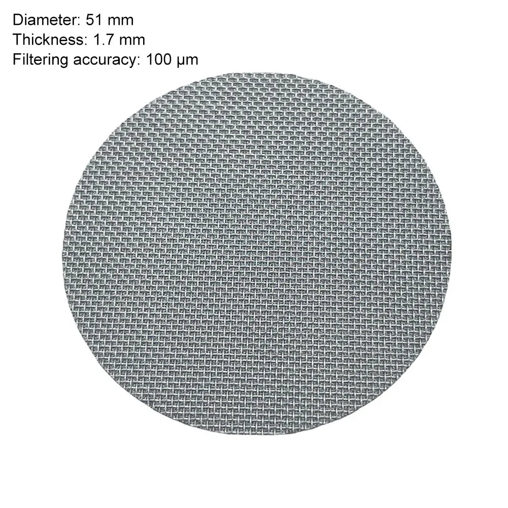 A circular filter plate with a diameter of 51 mm and a thickness of 1.7 mm.