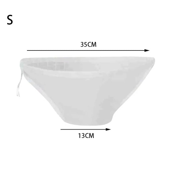 Weißer wiederverwendbarer Küchenfilterbeutel mit Maßen 35 cm x 13 cm