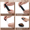 Instructions for using a ceramic coffee dosing and spray kit to reduce grind static on coffee beans.