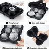 A set of black silicone ice cube molds featuring a tinny funnel design and non-stick features.