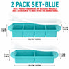 A set of two blue silicone freezing trays for meal prep, showing different sizes and shapes.