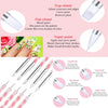 A set of professional nail art brushes including cup chisel, flat chisel, taper point, and angle chisel for detailed painting