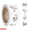 Roll of pink thank you adhesive stickers with individual thank you messages