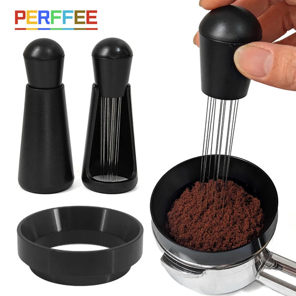 Schwarzes Edelstahl-Espresso-Stirrerwerkzeug mit Griff und Rührelement