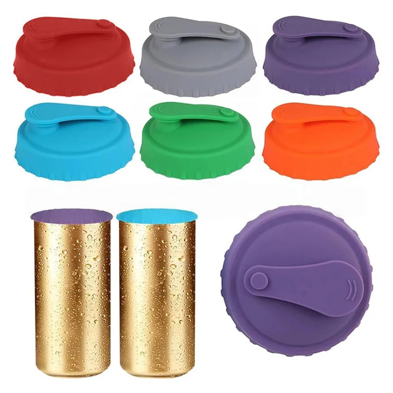 Una colección de tapas reutilizables de silicona en varios colores, incluyendo rojo, gris, morado, azul, verde, naranja y una