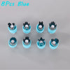 Eight blue silicone cutting molds for pressing fruit and vegetable juice
