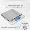 A silver digital kitchen scale displaying 0.00 and a weight capacity limit of 500g.