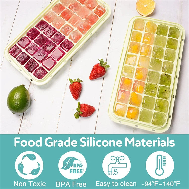 Food grade silicone ice cube trays and storage bins with BPA free materials